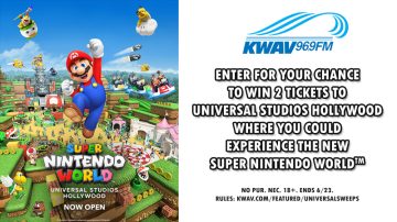KWAV 96.9 is giving you a chance to win tickets for 2 people to Universal Studios Hollywood where you can experience the new SUPER NINTENDO WORLD™